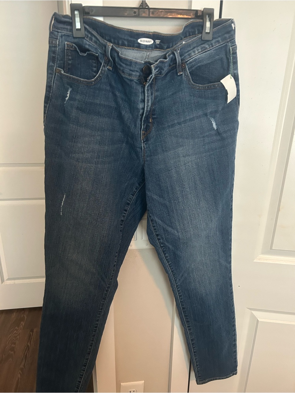Old Navy Curvy Skinny Jeans 16 Long Distressed Medium Wash Mid Rise